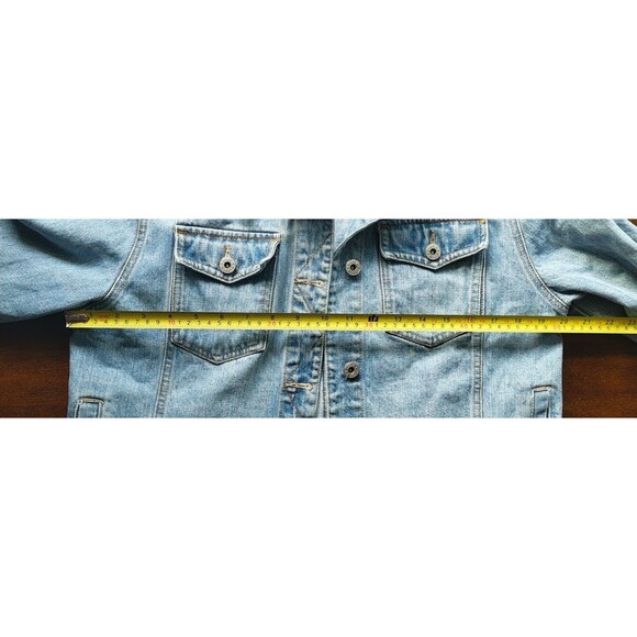 Woman's PB BASICS Medium Light Wash Denim Jacket 100% Cotton Button Up - Picture 6 of 7